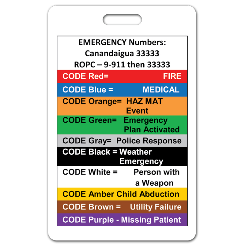 Health And Safety Emer 30 Hospital Emergency Codes Badge